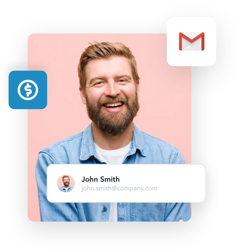 Profile shot of a man with his free Gmail address